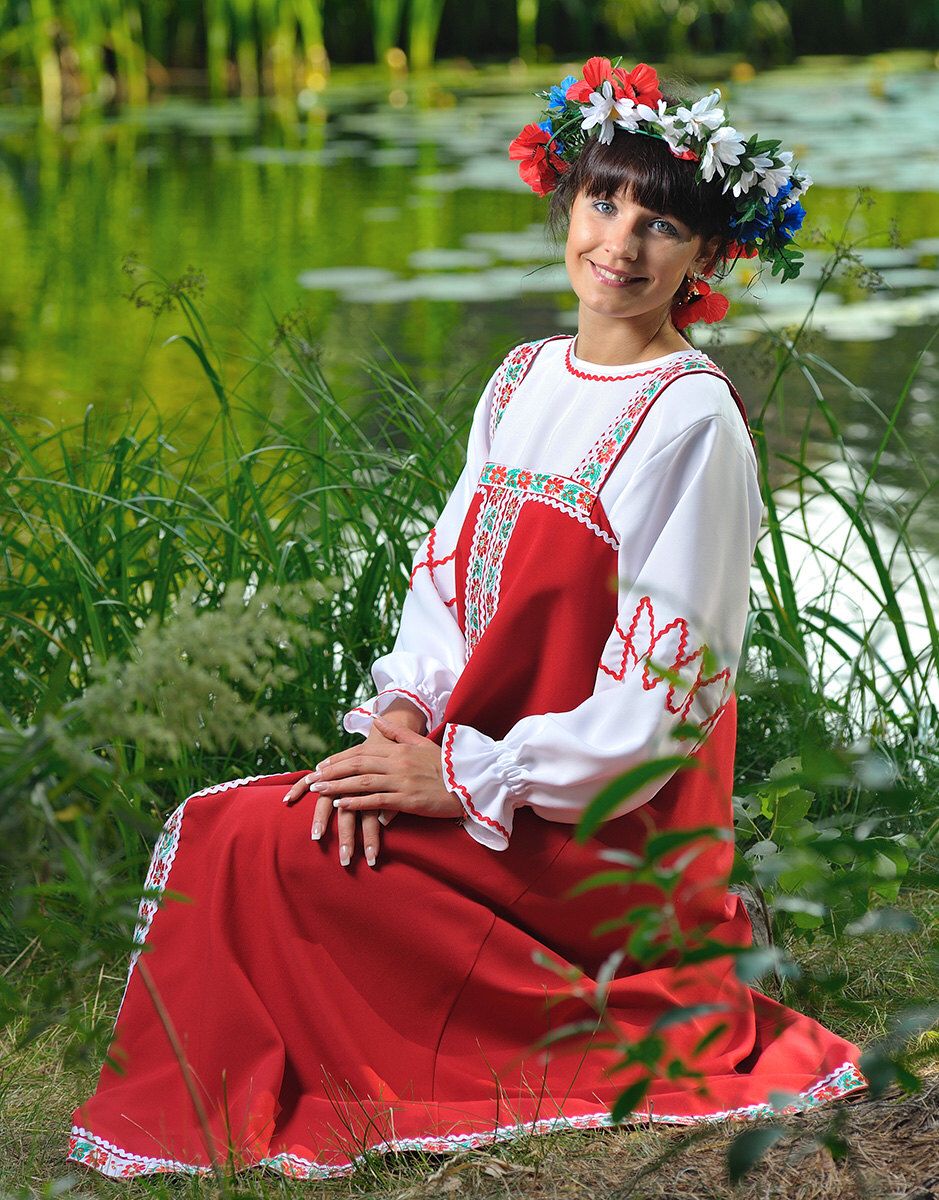 Beautiful girl Girls in Slavic costumes in Malang